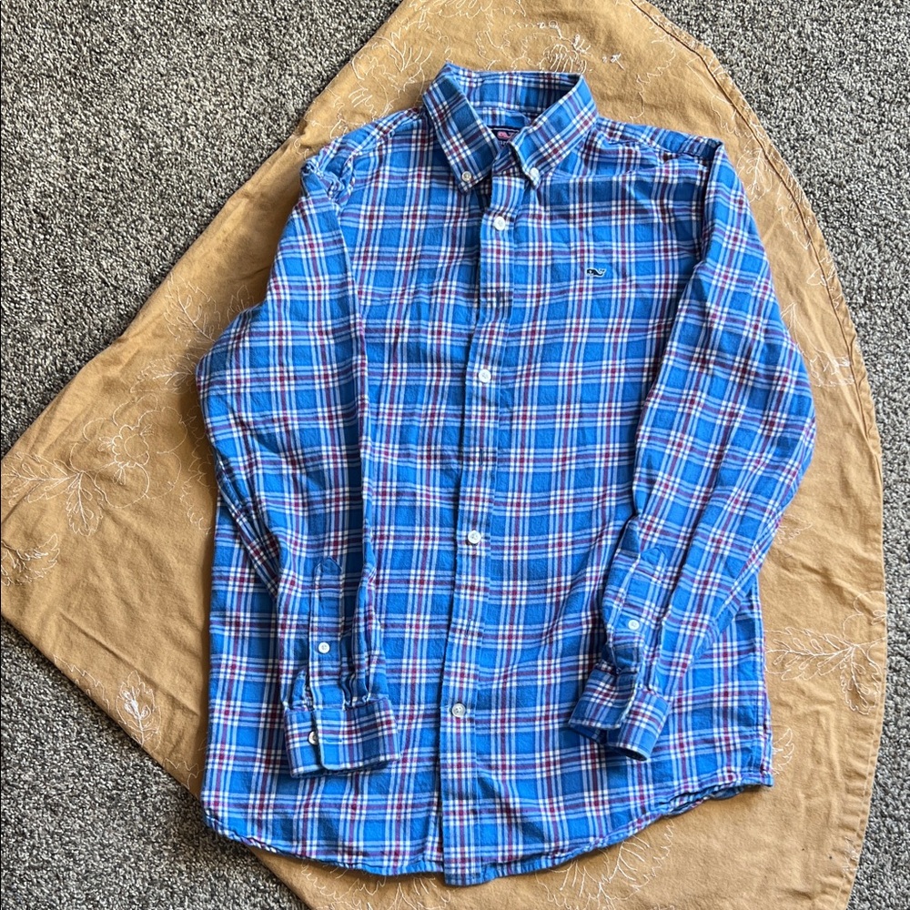 Vineyard Vines Blue & White Plaid Button-Down Shirt